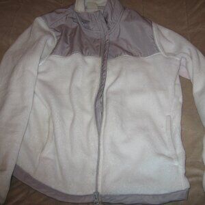 Danskin Now White Fleece Jacket Gray Nylon Shoulders Women's Size Large
